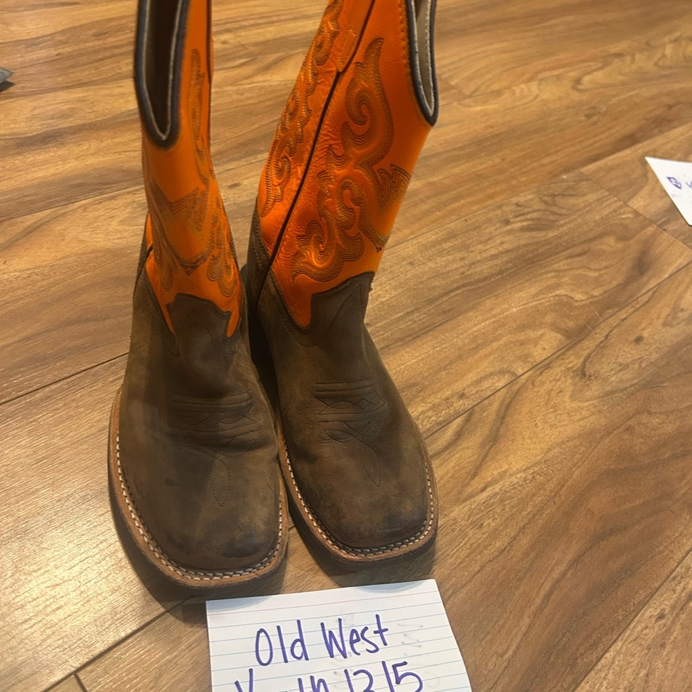 Old West Vibrant Orange and Rich Brown Boots